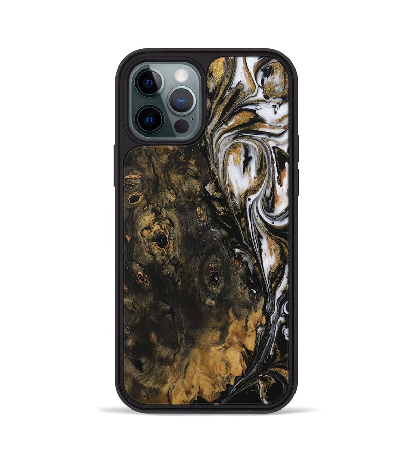 iPhone 12 Pro Wood Phone Case - Carlene (Black & White, 729566)