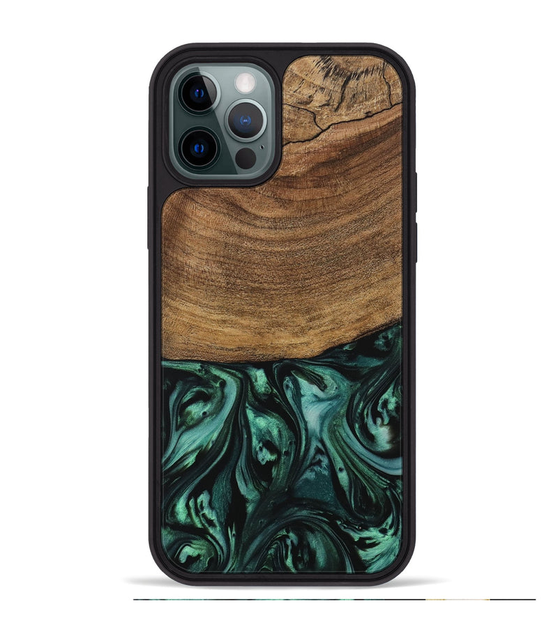 iPhone 12 Pro Max Wood Phone Case - Derin (Green, 729571)