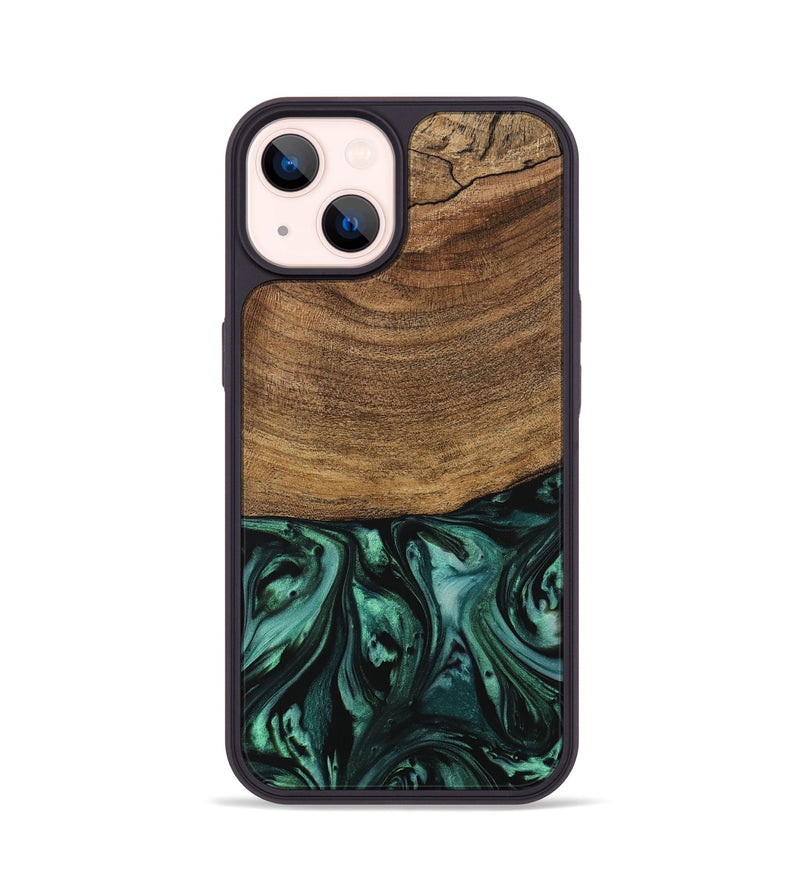 iPhone 14 Wood Phone Case - Derin (Green, 729571)