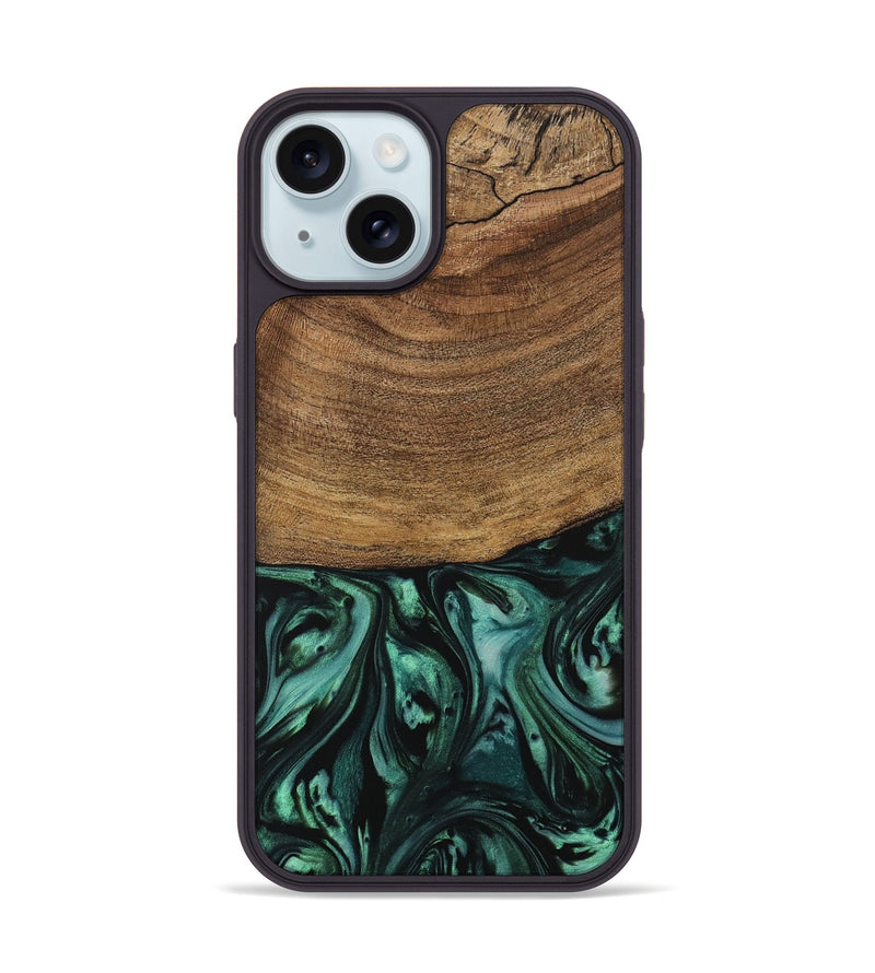 iPhone 15 Wood Phone Case - Derin (Green, 729571)