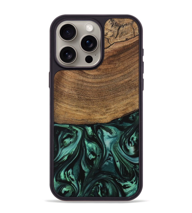 iPhone 15 Pro Max Wood Phone Case - Derin (Green, 729571)