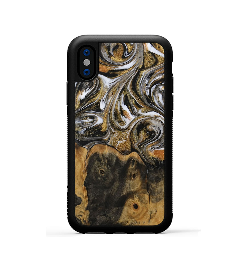 iPhone Xs Wood Phone Case - Delmus (Black & White, 729574)