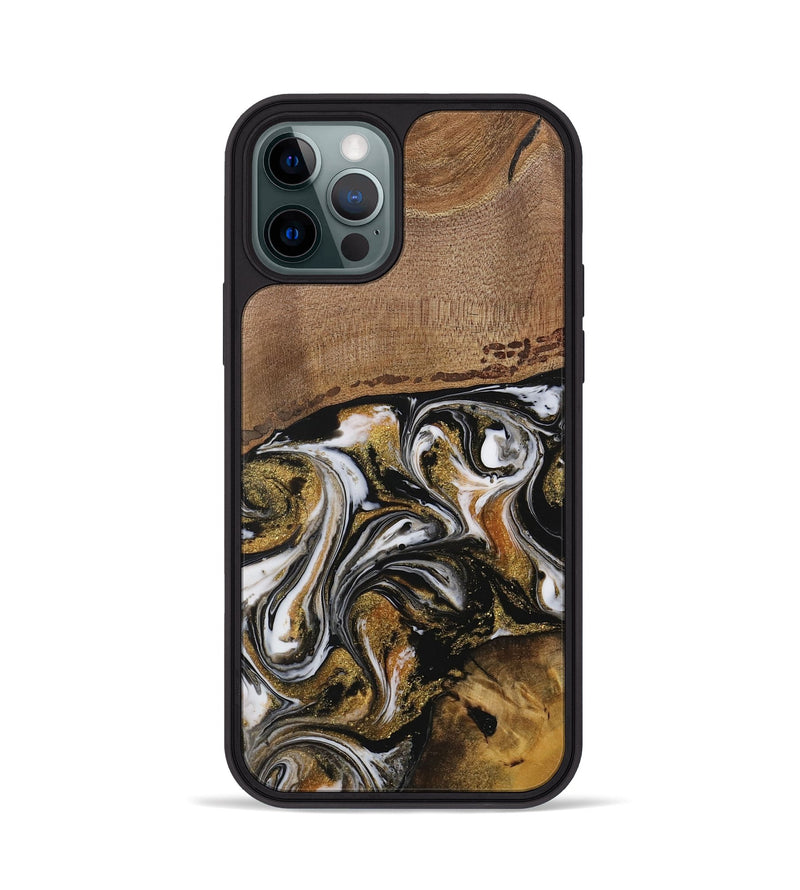 iPhone 12 Pro Wood Phone Case - Dierdre (Black & White, 729575)