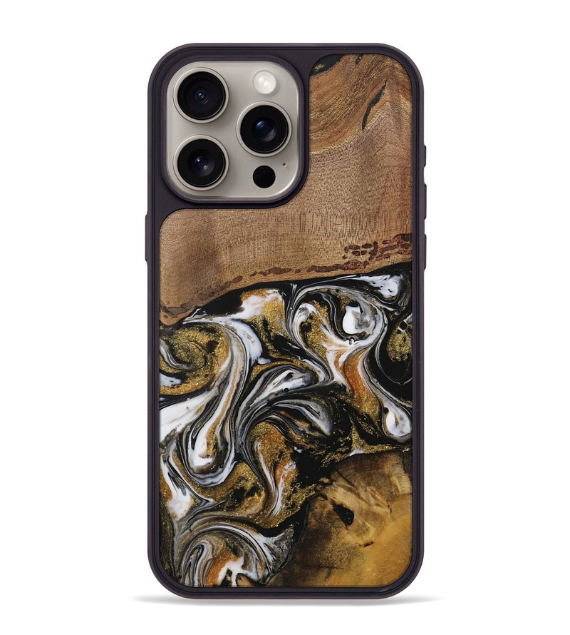 iPhone 15 Pro Max Wood Phone Case - Dierdre (Black & White, 729575)