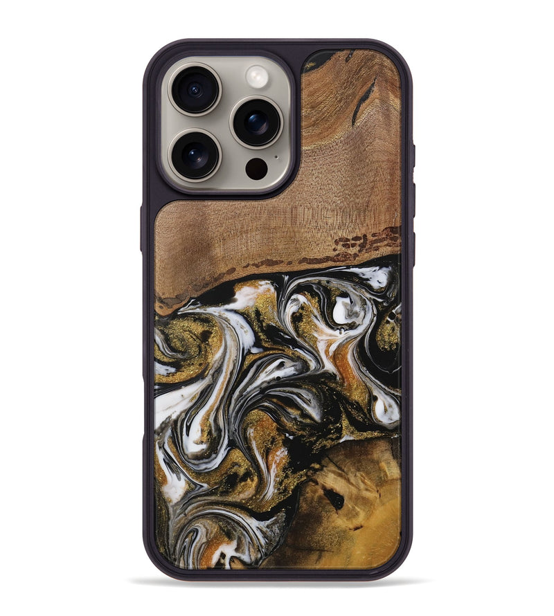 iPhone 16 Pro Max Wood Phone Case - Dierdre (Black & White, 729575)