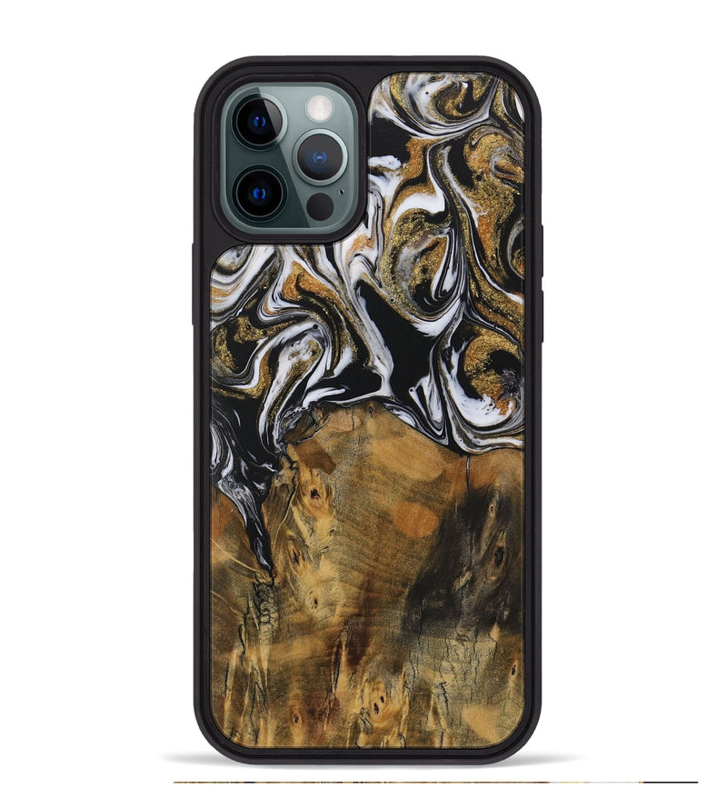 iPhone 12 Pro Max Wood Phone Case - Messa (Black & White, 729577)