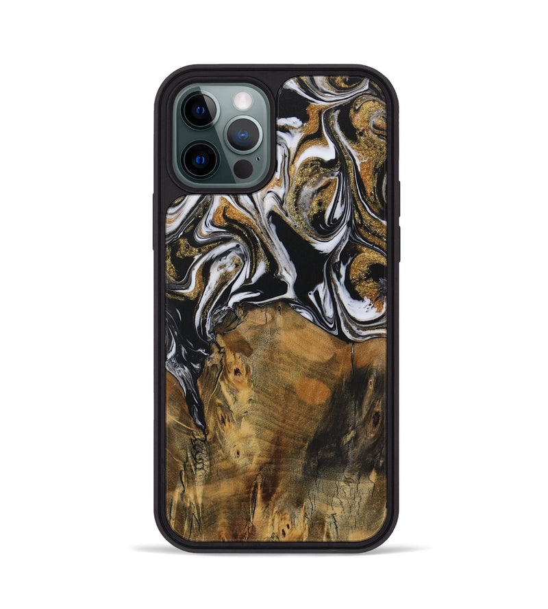 iPhone 12 Pro Wood Phone Case - Messa (Black & White, 729577)