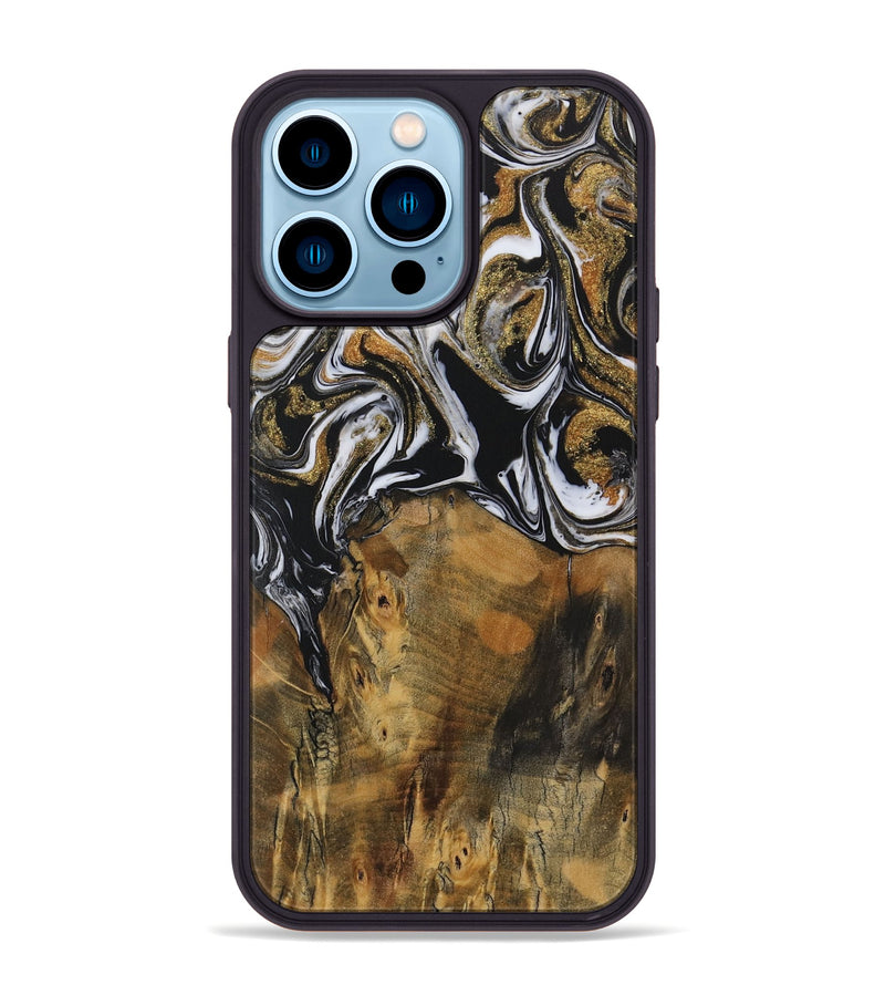 iPhone 14 Pro Max Wood Phone Case - Messa (Black & White, 729577)