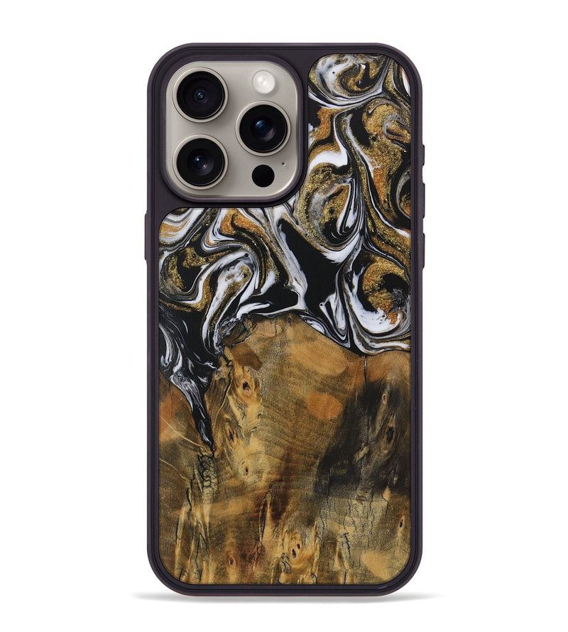 iPhone 15 Pro Max Wood Phone Case - Messa (Black & White, 729577)