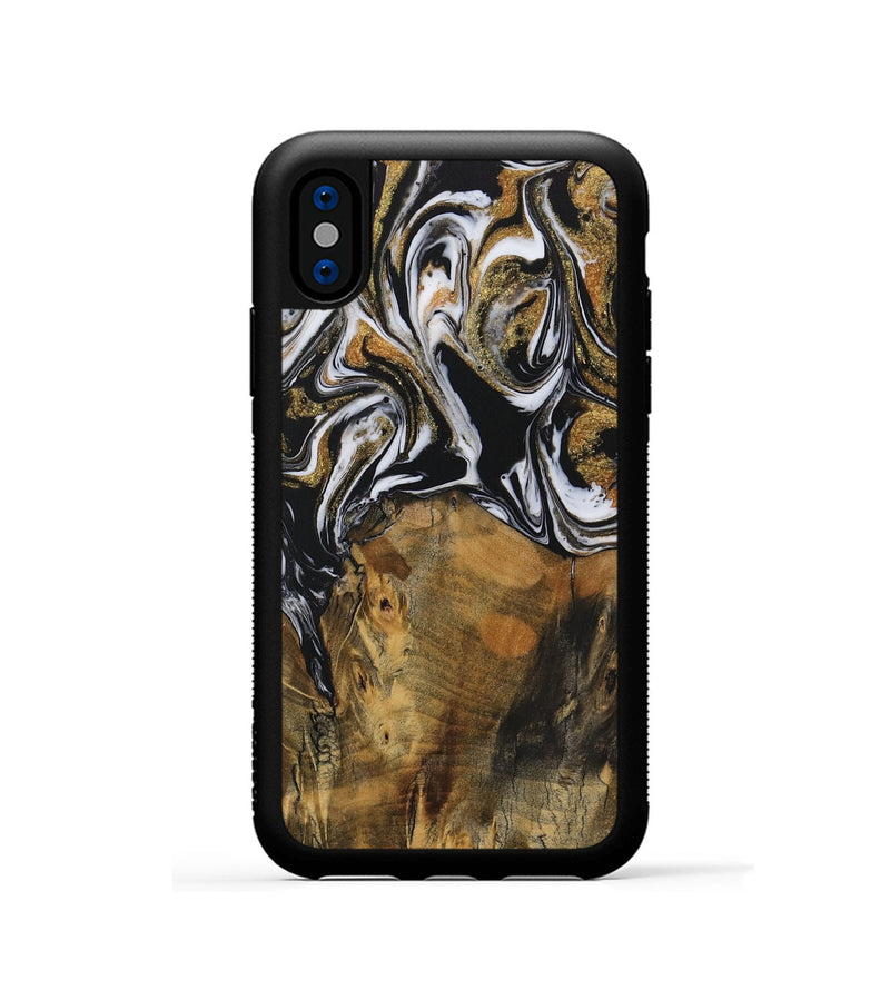 iPhone Xs Wood Phone Case - Messa (Black & White, 729577)