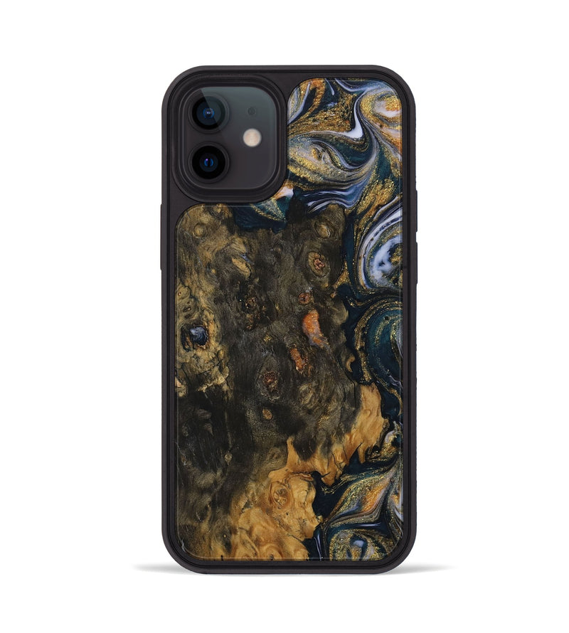 iPhone 12 Wood Phone Case - Cate (Teal & Gold, 729580)