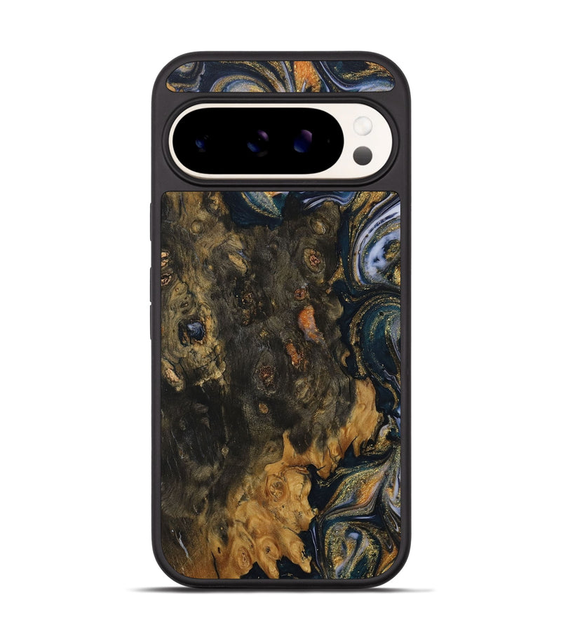 Pixel 9 Wood Phone Case - Cate (Teal & Gold, 729580)