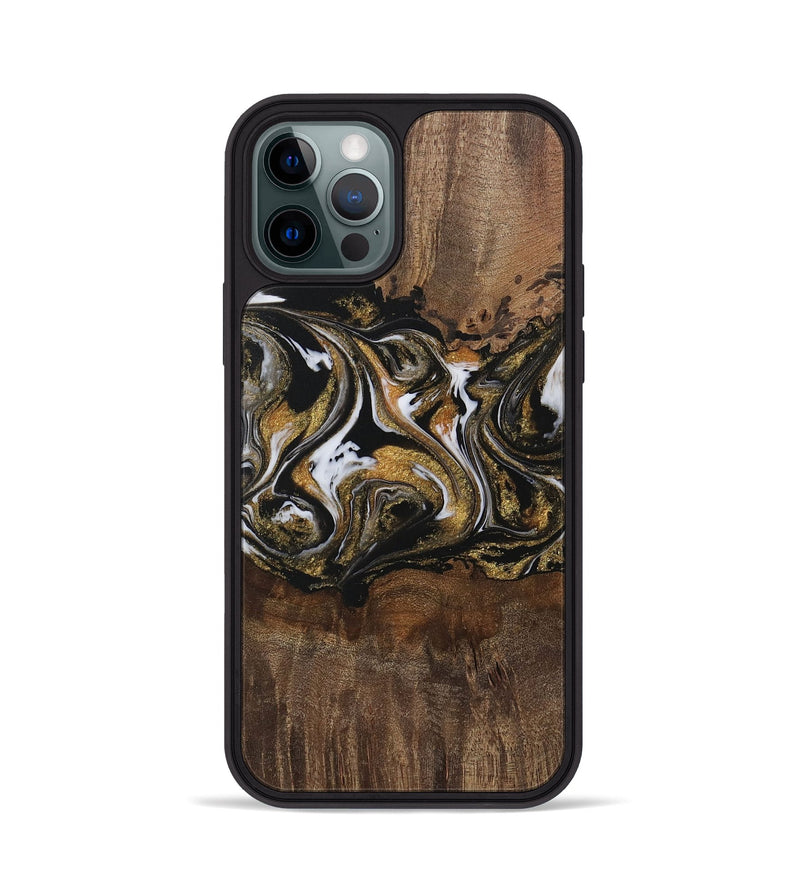 iPhone 12 Pro Wood Phone Case - Deontae (Black & White, 729585)