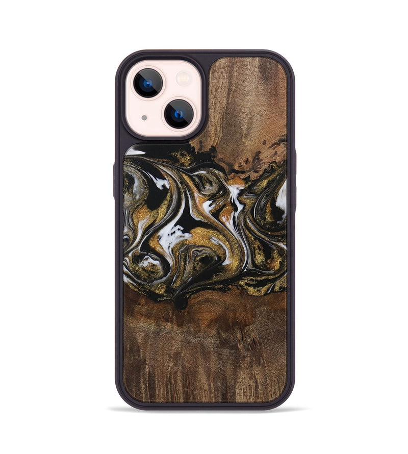 iPhone 14 Wood Phone Case - Deontae (Black & White, 729585)