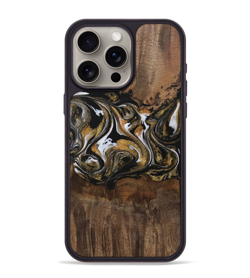 iPhone 15 Pro Max Wood Phone Case - Deontae (Black & White, 729585)