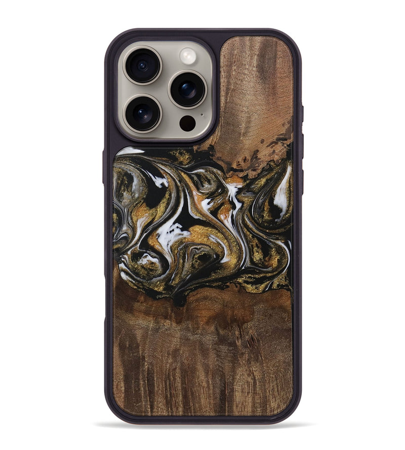 iPhone 16 Pro Max Wood Phone Case - Deontae (Black & White, 729585)