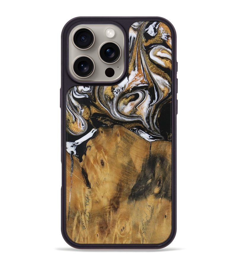 iPhone 16 Pro Max Wood Phone Case - Dellie (Black & White, 729586)