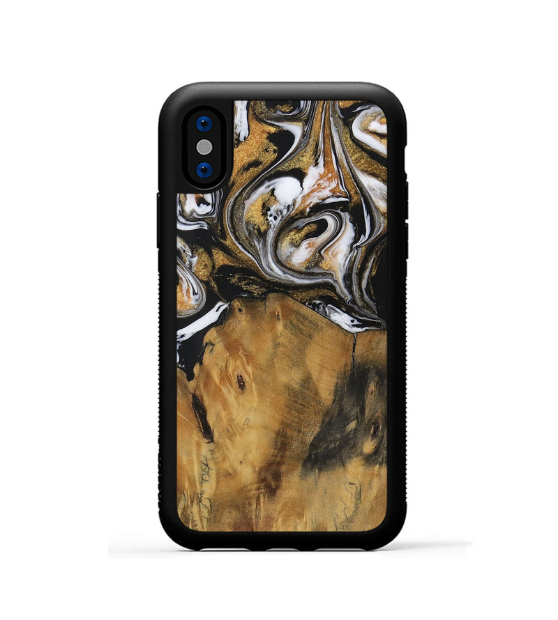 iPhone Xs Wood Phone Case - Dellie (Black & White, 729586)