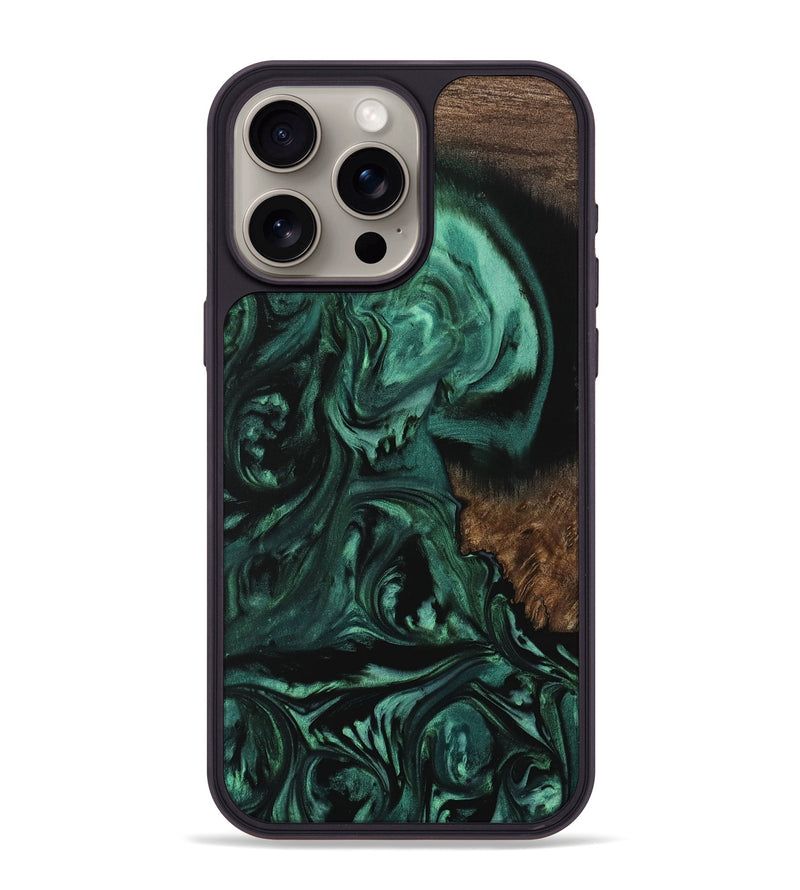 iPhone 15 Pro Max Wood Phone Case - Ephriam (Green, 729588)