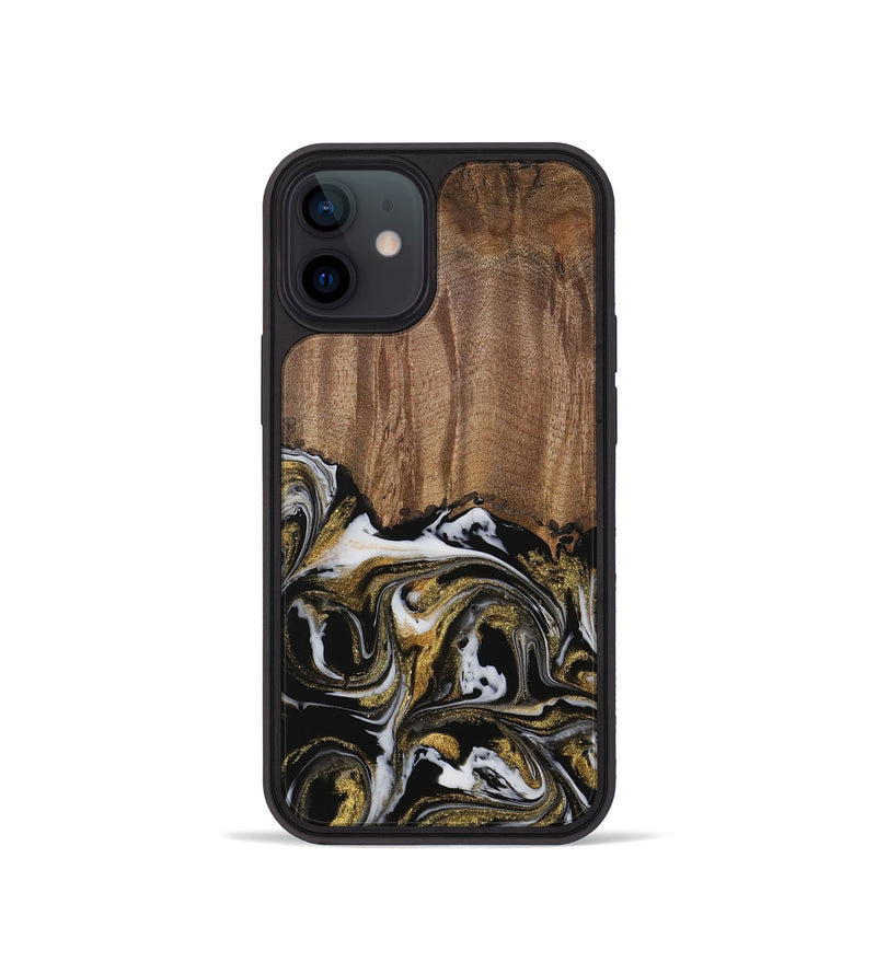 iPhone 12 mini Wood Phone Case - Leodora (Black & White, 729590)