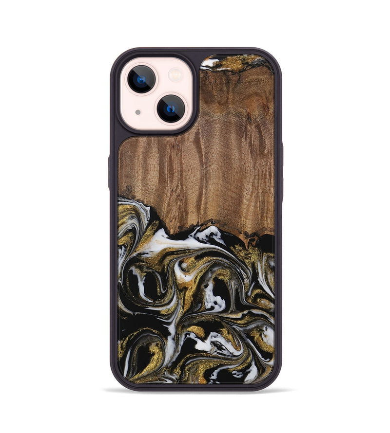 iPhone 14 Wood Phone Case - Leodora (Black & White, 729590)