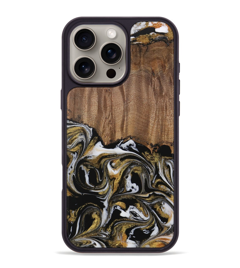 iPhone 16 Pro Max Wood Phone Case - Leodora (Black & White, 729590)