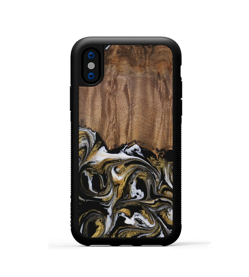 iPhone Xs Wood Phone Case - Leodora (Black & White, 729590)