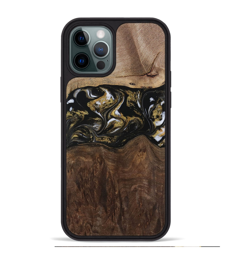 iPhone 12 Pro Max Wood Phone Case - MaryLou (Black & White, 729592)