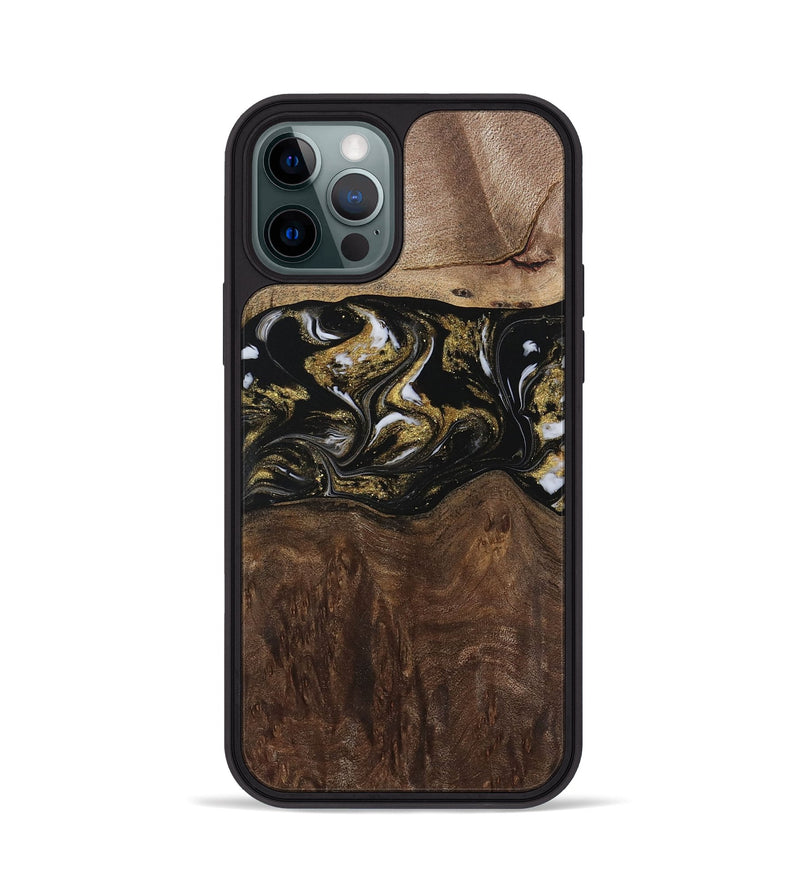 iPhone 12 Pro Wood Phone Case - MaryLou (Black & White, 729592)