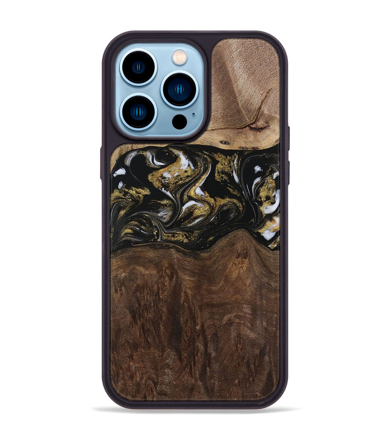 iPhone 14 Pro Max Wood Phone Case - MaryLou (Black & White, 729592)