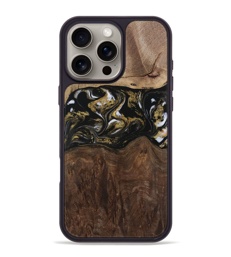 iPhone 16 Pro Max Wood Phone Case - MaryLou (Black & White, 729592)