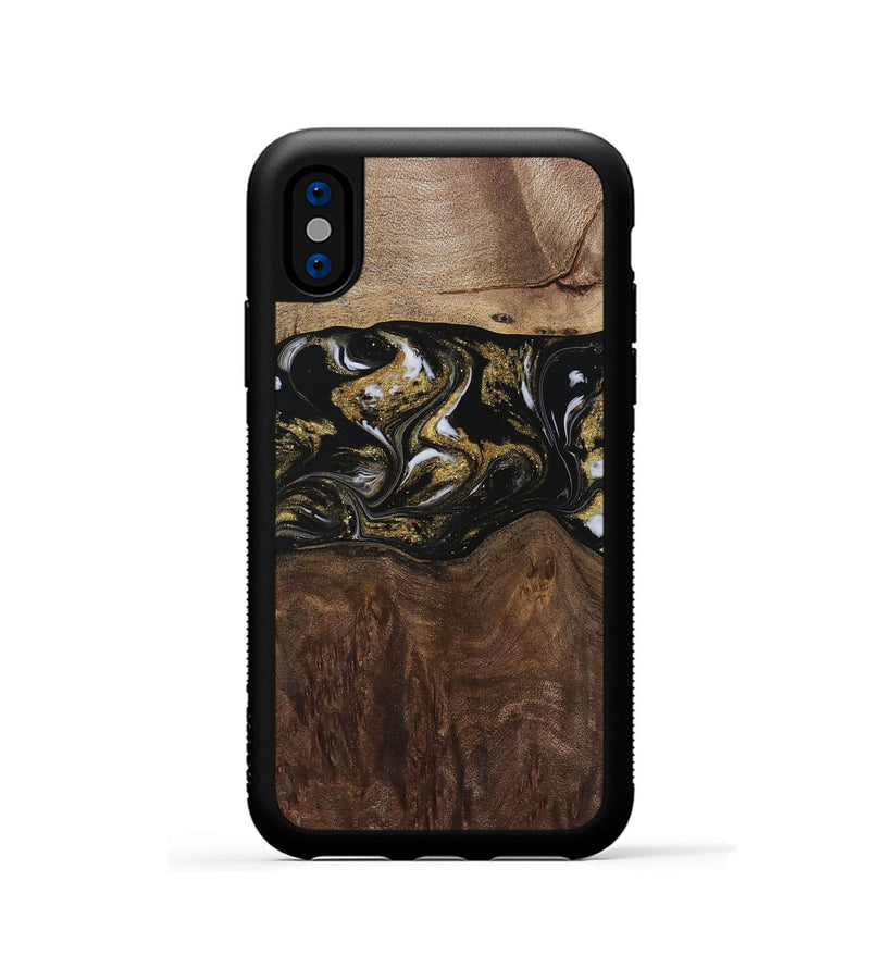 iPhone Xs Wood Phone Case - MaryLou (Black & White, 729592)