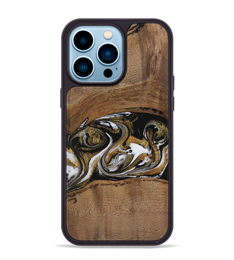 iPhone 14 Pro Max Wood Phone Case - Ahmed (Black & White, 729595)