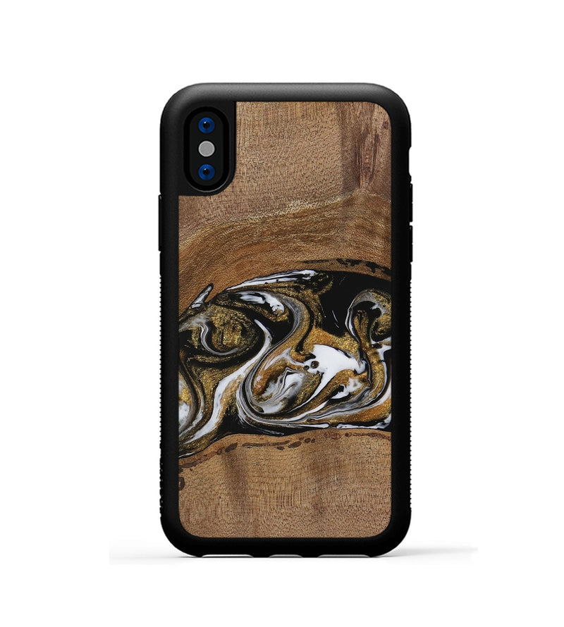 iPhone Xs Wood Phone Case - Ahmed (Black & White, 729595)