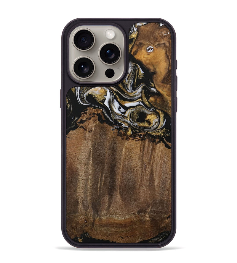 iPhone 15 Pro Max Wood Phone Case - Pietra (Black & White, 729598)