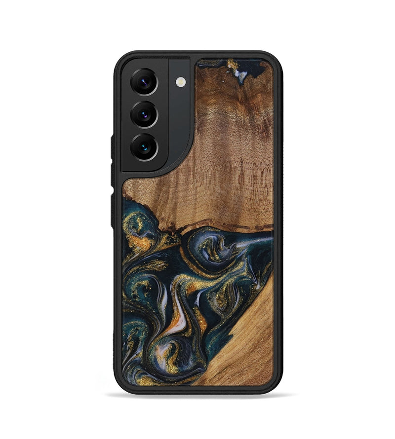 Galaxy S22 Wood Phone Case - Sisely (Teal & Gold, 729613)