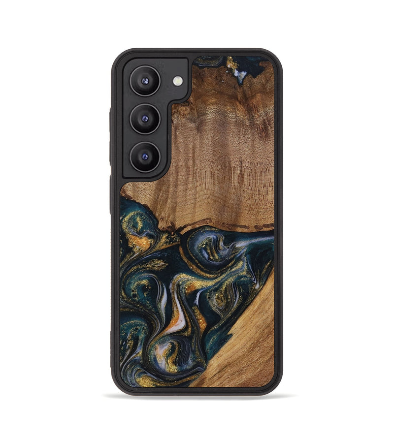 Galaxy S23 Wood Phone Case - Sisely (Teal & Gold, 729613)