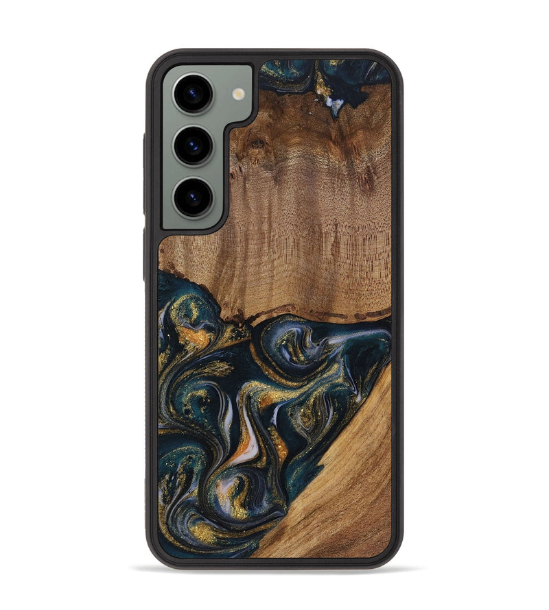 Galaxy S23 Plus Wood Phone Case - Sisely (Teal & Gold, 729613)