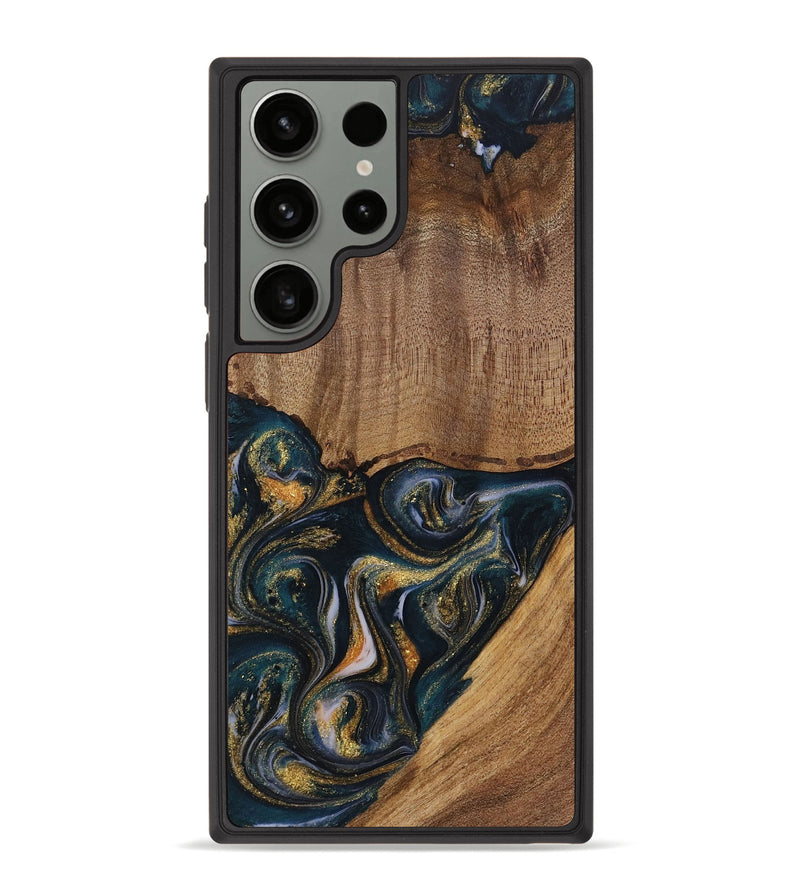 Galaxy S23 Ultra Wood Phone Case - Sisely (Teal & Gold, 729613)