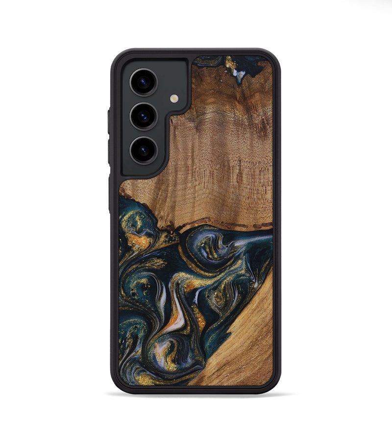 Galaxy S24 Wood Phone Case - Sisely (Teal & Gold, 729613)