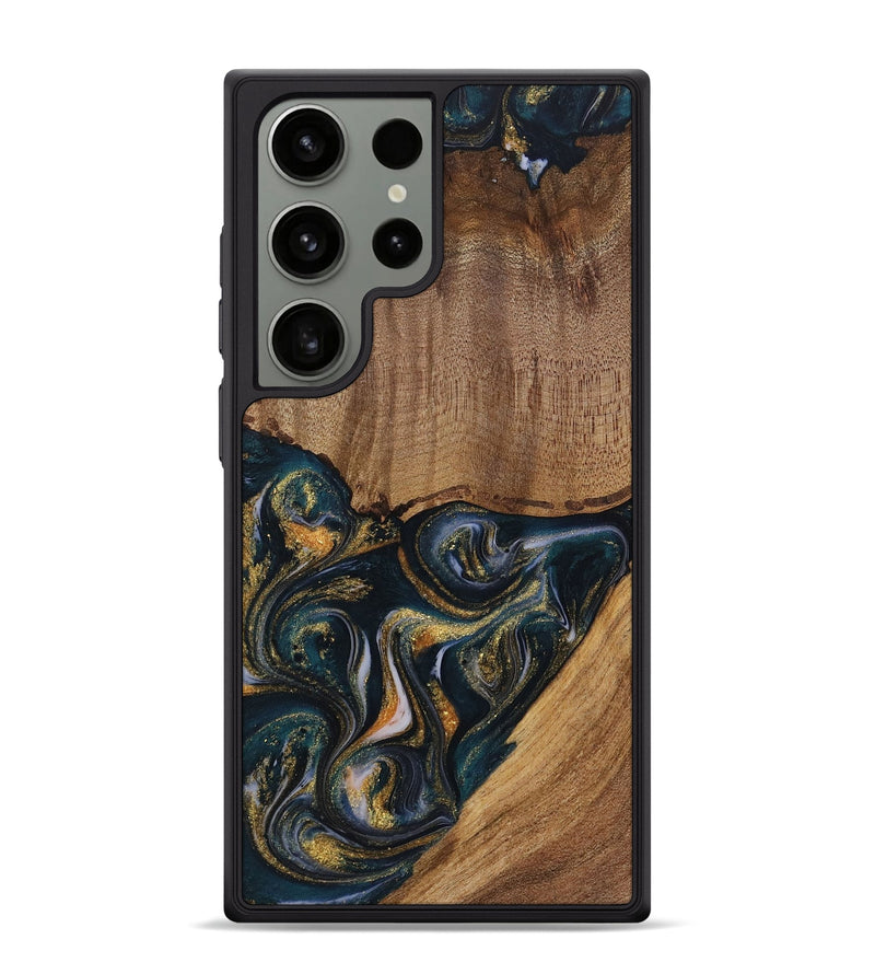 Galaxy S24 Ultra Wood Phone Case - Sisely (Teal & Gold, 729613)