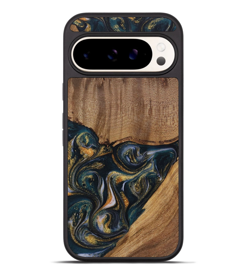 Pixel 9 Pro XL Wood Phone Case - Sisely (Teal & Gold, 729613)