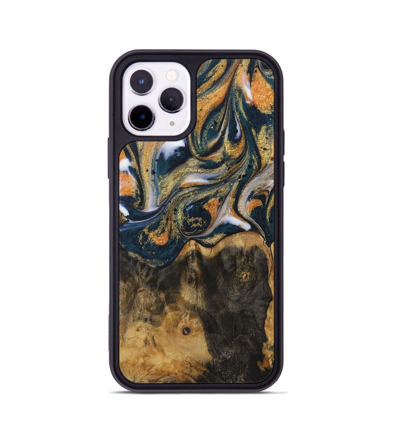 iPhone 11 Pro Wood Phone Case - Gonzalo (Teal & Gold, 729615)