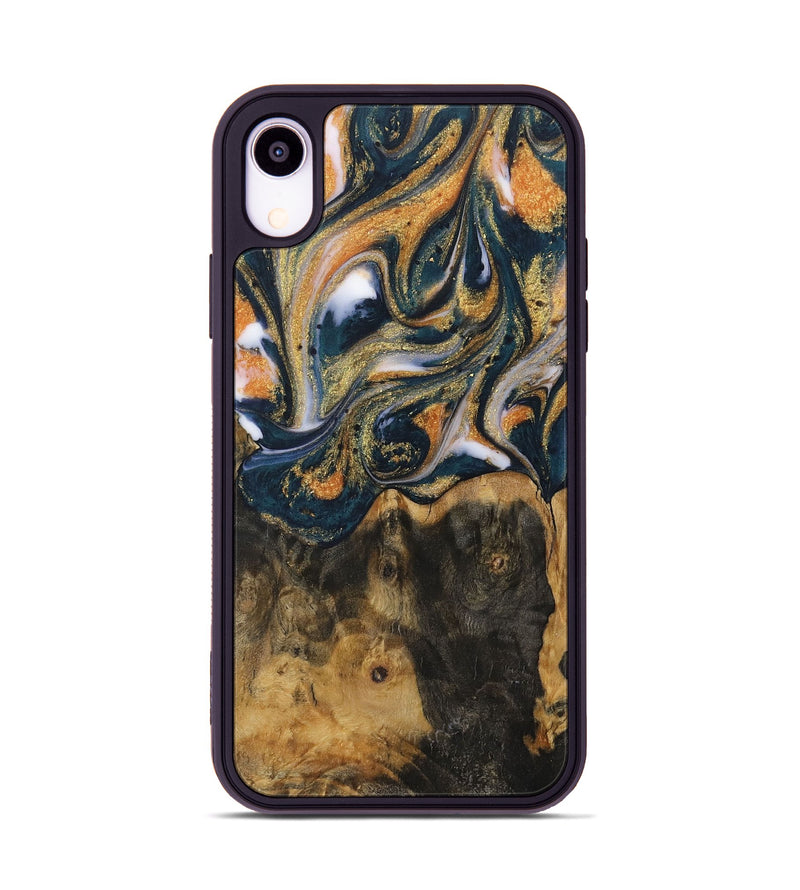 iPhone Xr Wood Phone Case - Gonzalo (Teal & Gold, 729615)