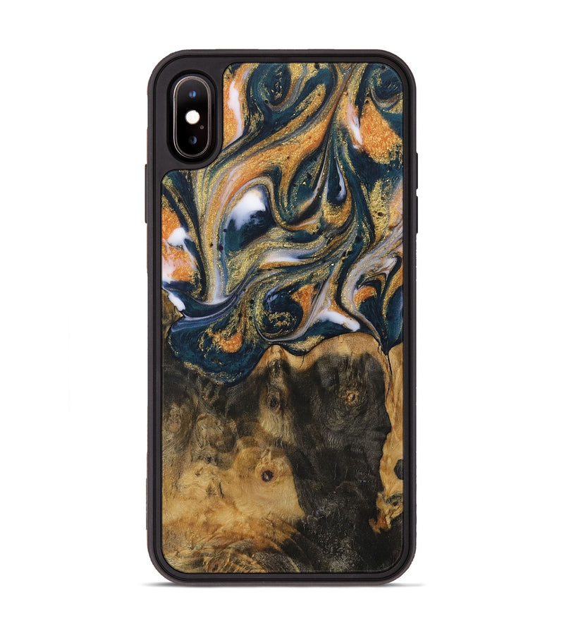 iPhone Xs Max Wood Phone Case - Gonzalo (Teal & Gold, 729615)