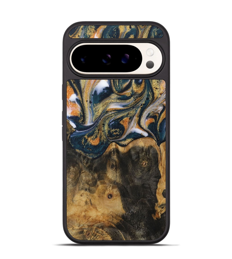 Pixel 9 Wood Phone Case - Gonzalo (Teal & Gold, 729615)