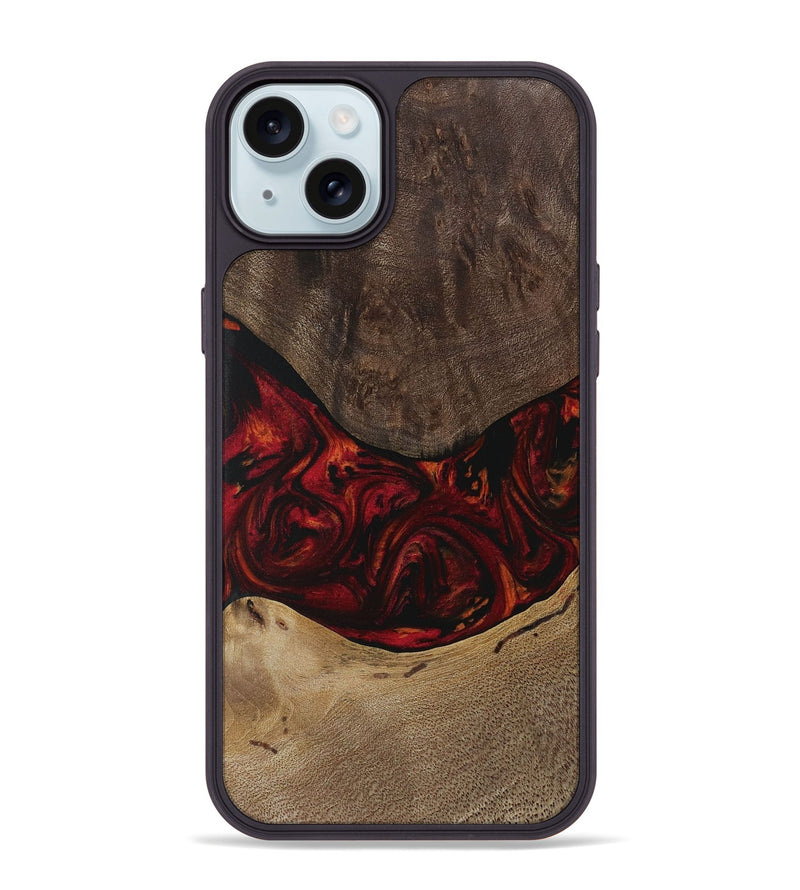 iPhone 15 Plus Wood Phone Case - Cornell (Red, 729638)