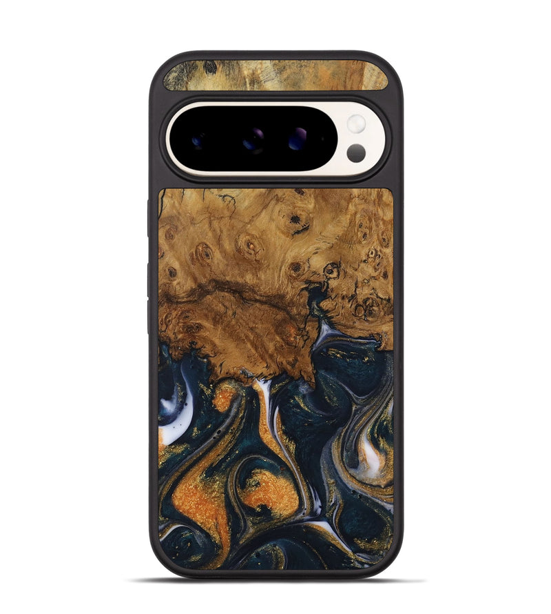 Pixel 9 Wood Phone Case - Vicu (Teal & Gold, 729644)