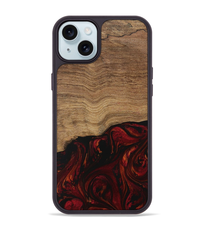 iPhone 15 Plus Wood Phone Case - Bethina (Red, 729646)