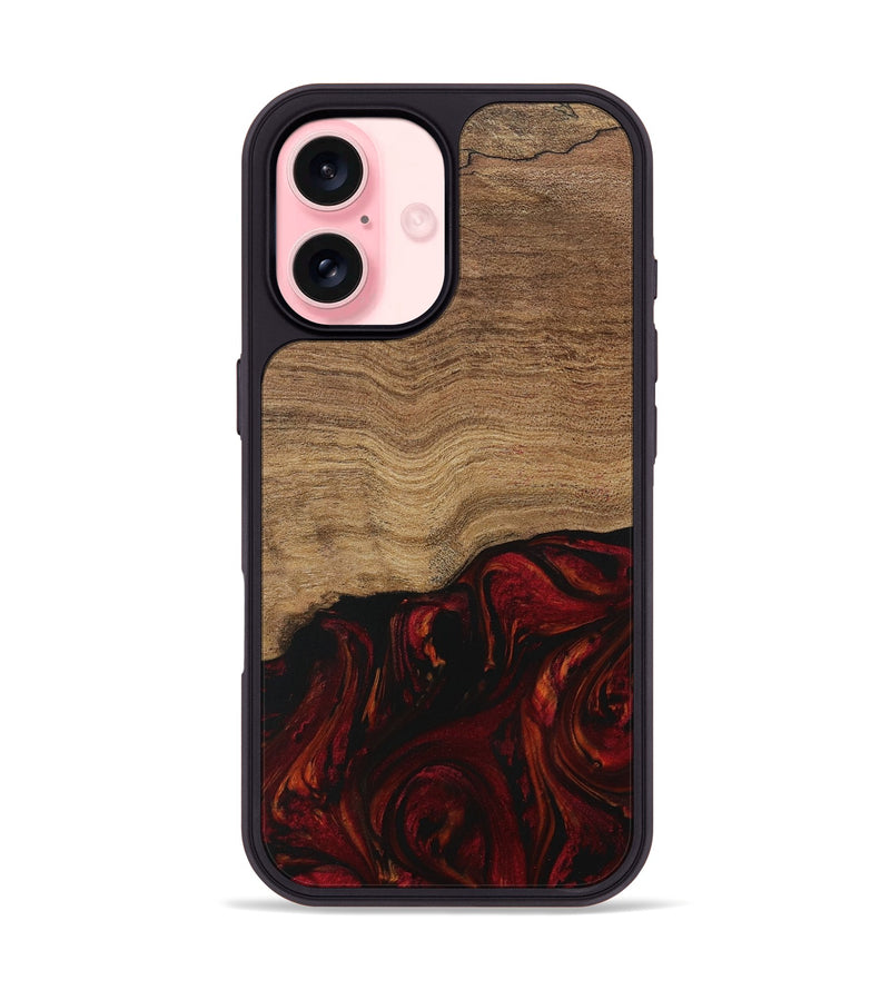 iPhone 16 Wood Phone Case - Bethina (Red, 729646)